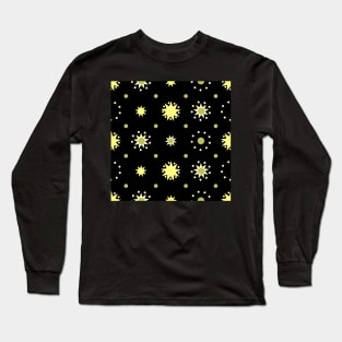 Suns and Dots Pale Yellow on Black Repeat 5748 Long Sleeve T-Shirt